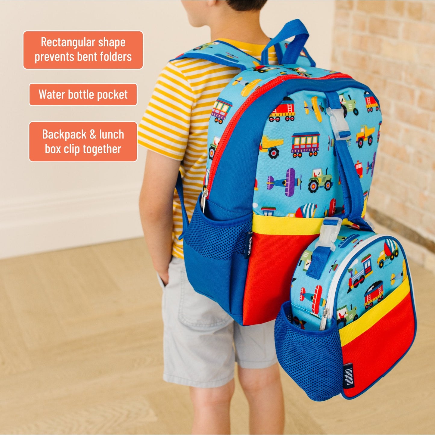 Wildkin Vegan Clip-in Lunch Box+Pack It All 15" Backpack Set