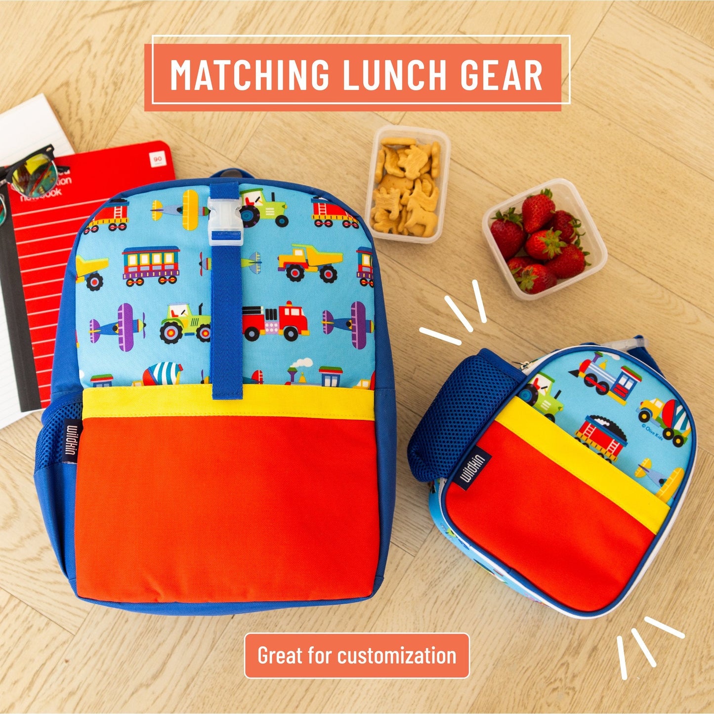 Wildkin Vegan Clip-in Lunch Box+Pack It All 15" Backpack Set