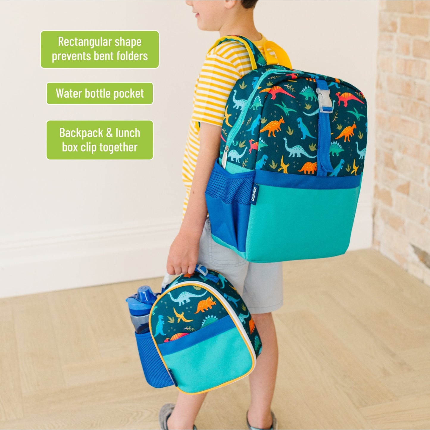 Wildkin Vegan Clip-in Lunch Box+Pack It All 15" Backpack Set