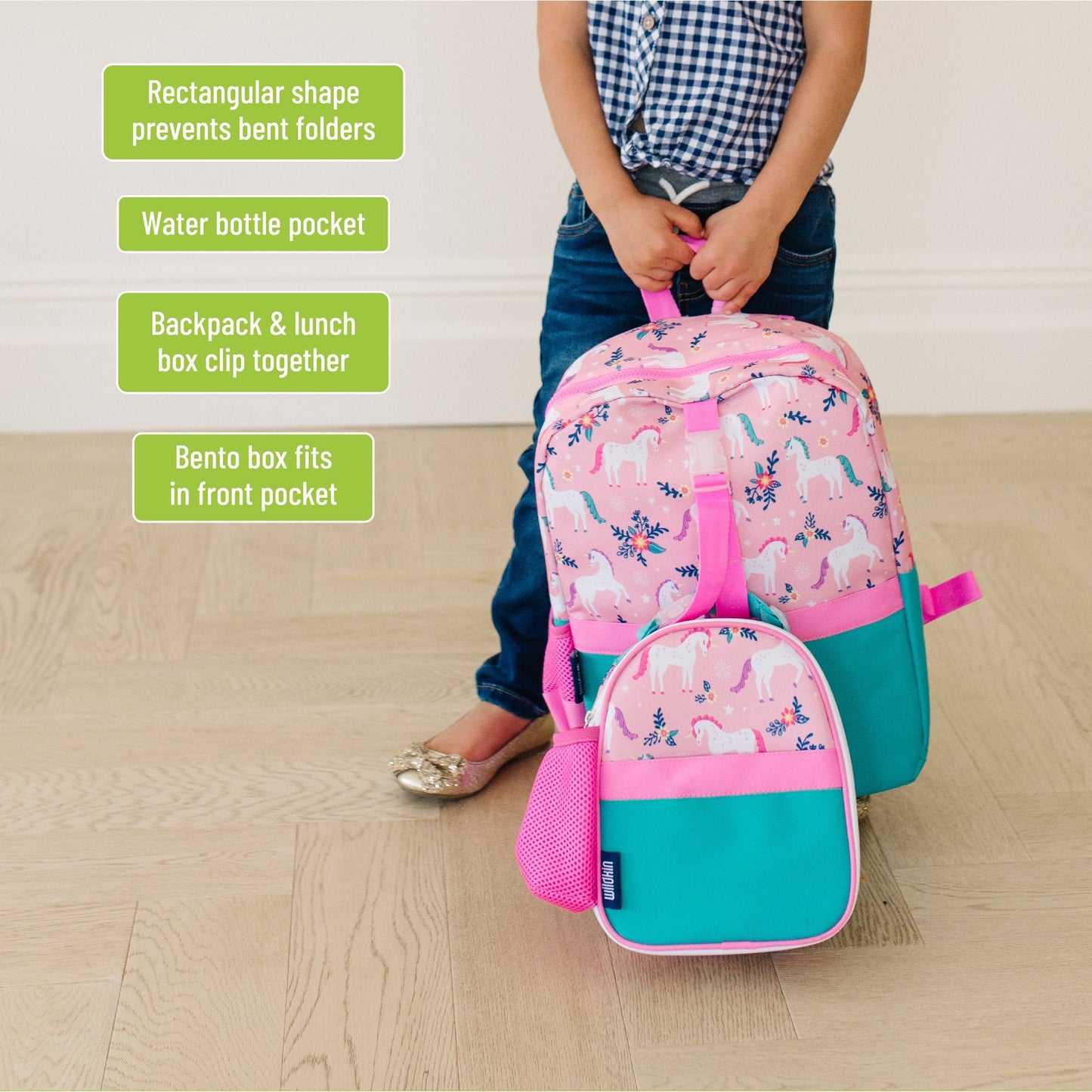 Wildkin Vegan Clip-in Lunch Box+Pack It All 15" Backpack Set