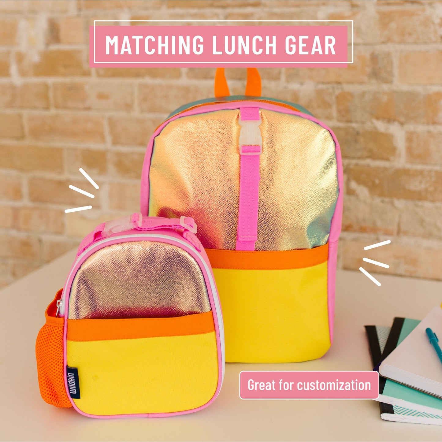 Wildkin Vegan Clip-in Lunch Box+Pack It All 15" Backpack Set