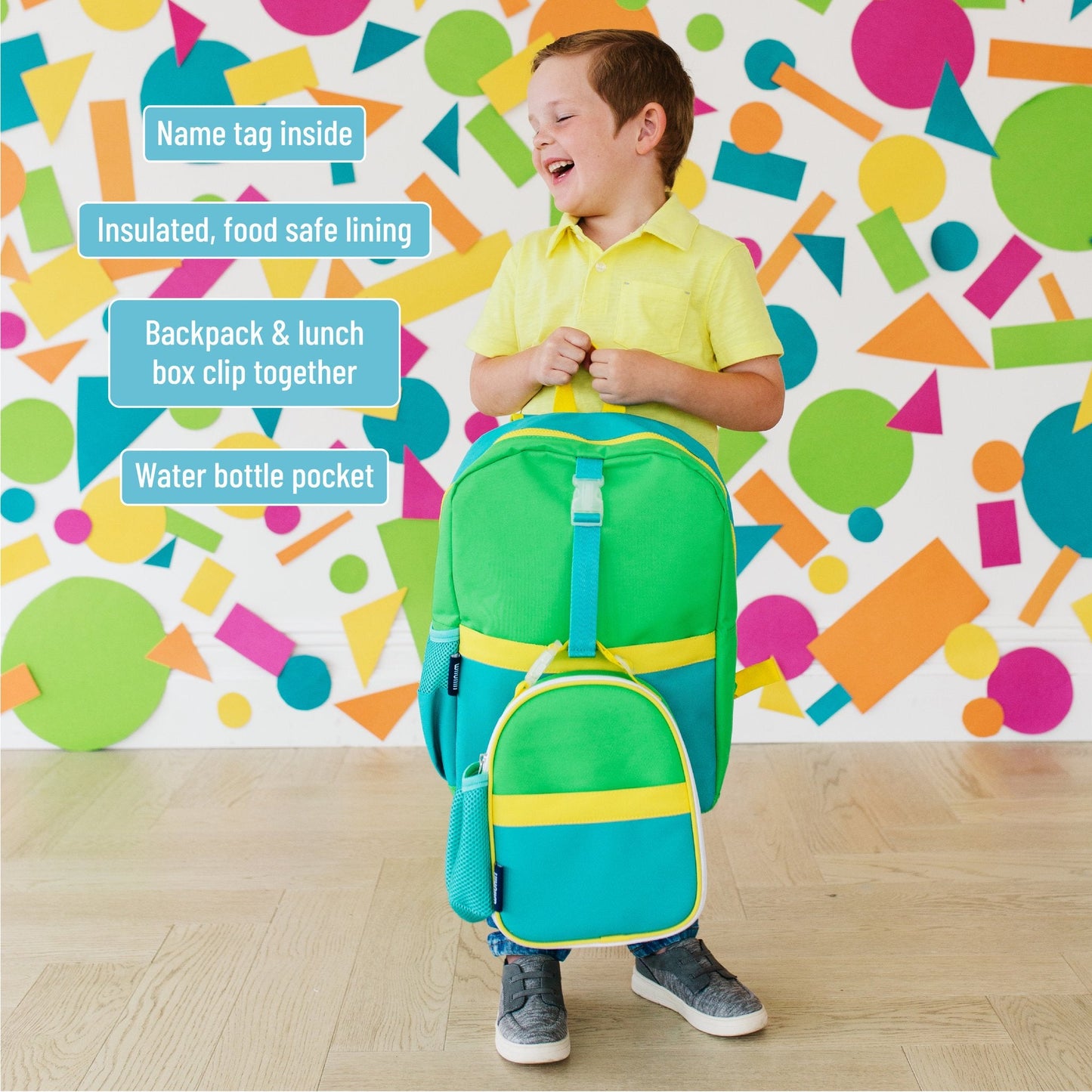 Wildkin Vegan Clip-in Lunch Box+Pack It All 15" Backpack Set