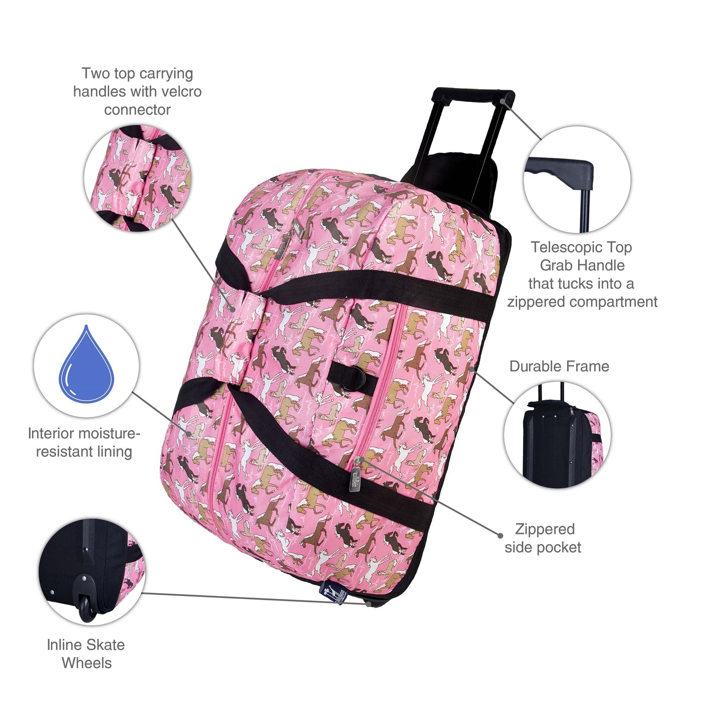 Wildkin Kids Rolling Duffel Bag