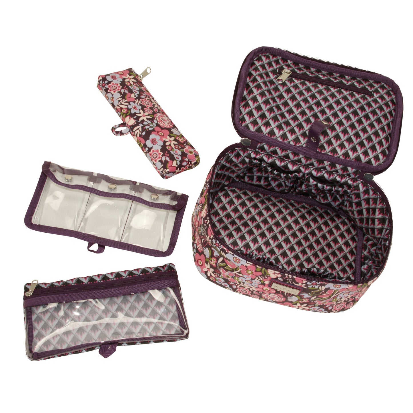 Hadaki Eco-friendly Vegan Leather Train Case Travel Organizer Cosmetic Case