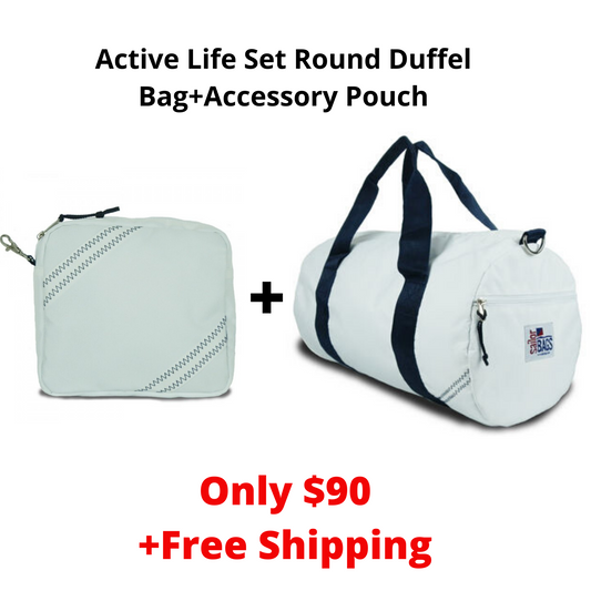 SailorBags Active Life Set Vegan Round Duffel Bag+Accessory Pouch