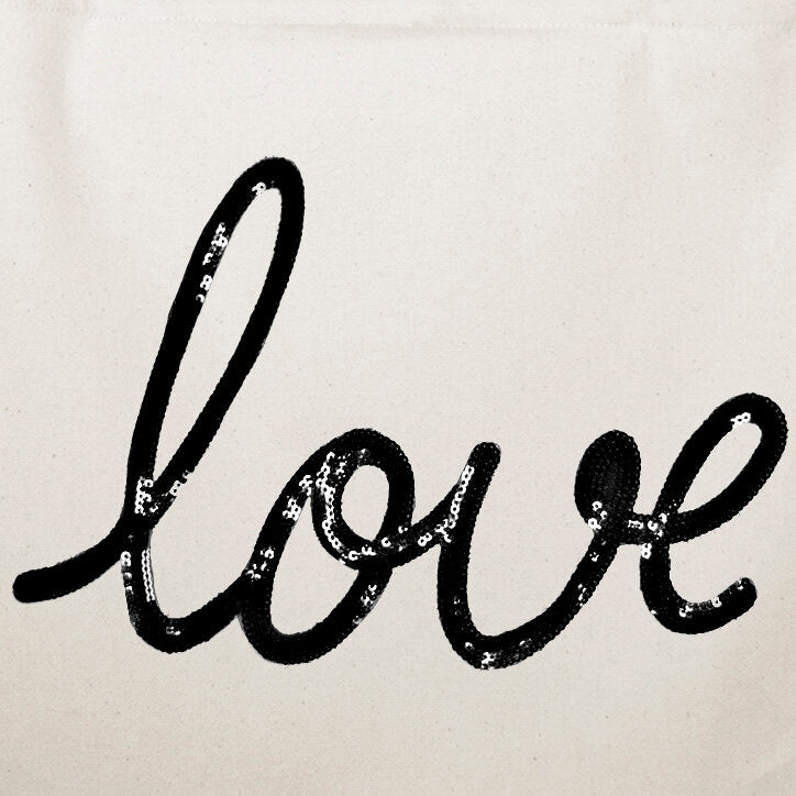 Vine Street Market USA Love Sequin Large Vegan Canvas Tote