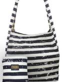 Vine Street Market USA Faded Black Stripes Canvas Market Tote