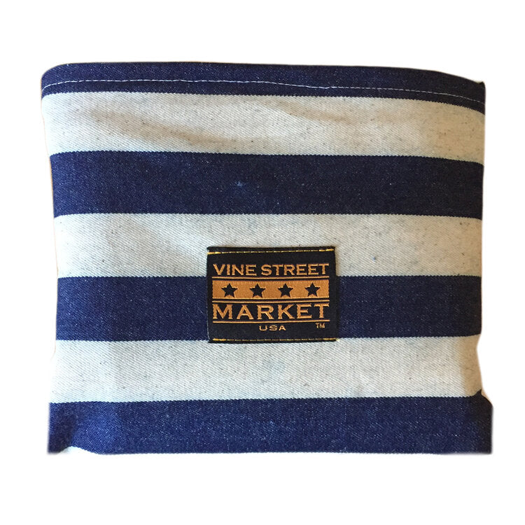 Vine Street Market USA Blue Wide Striped Large Denim Tote