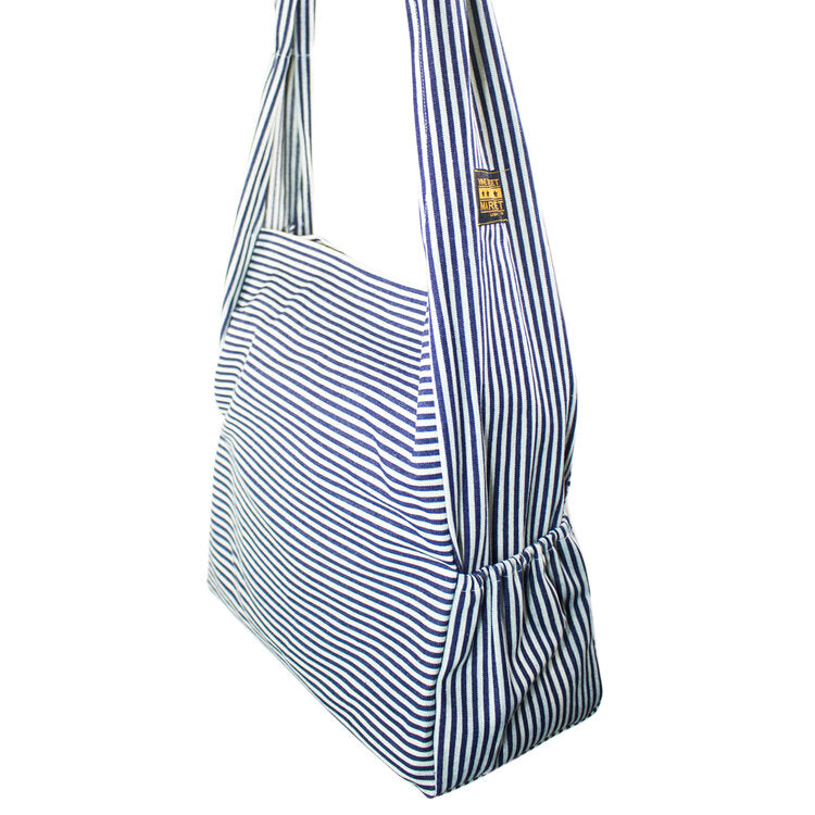 Vine Street Market USA Classic Striped Vegan Large Denim Tote