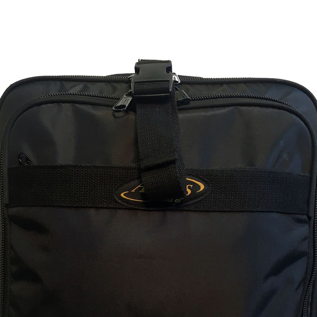 A. Saks 17" Under-The-Seat Overnight Upright Expandable Computer Rollaboard w/USB Port