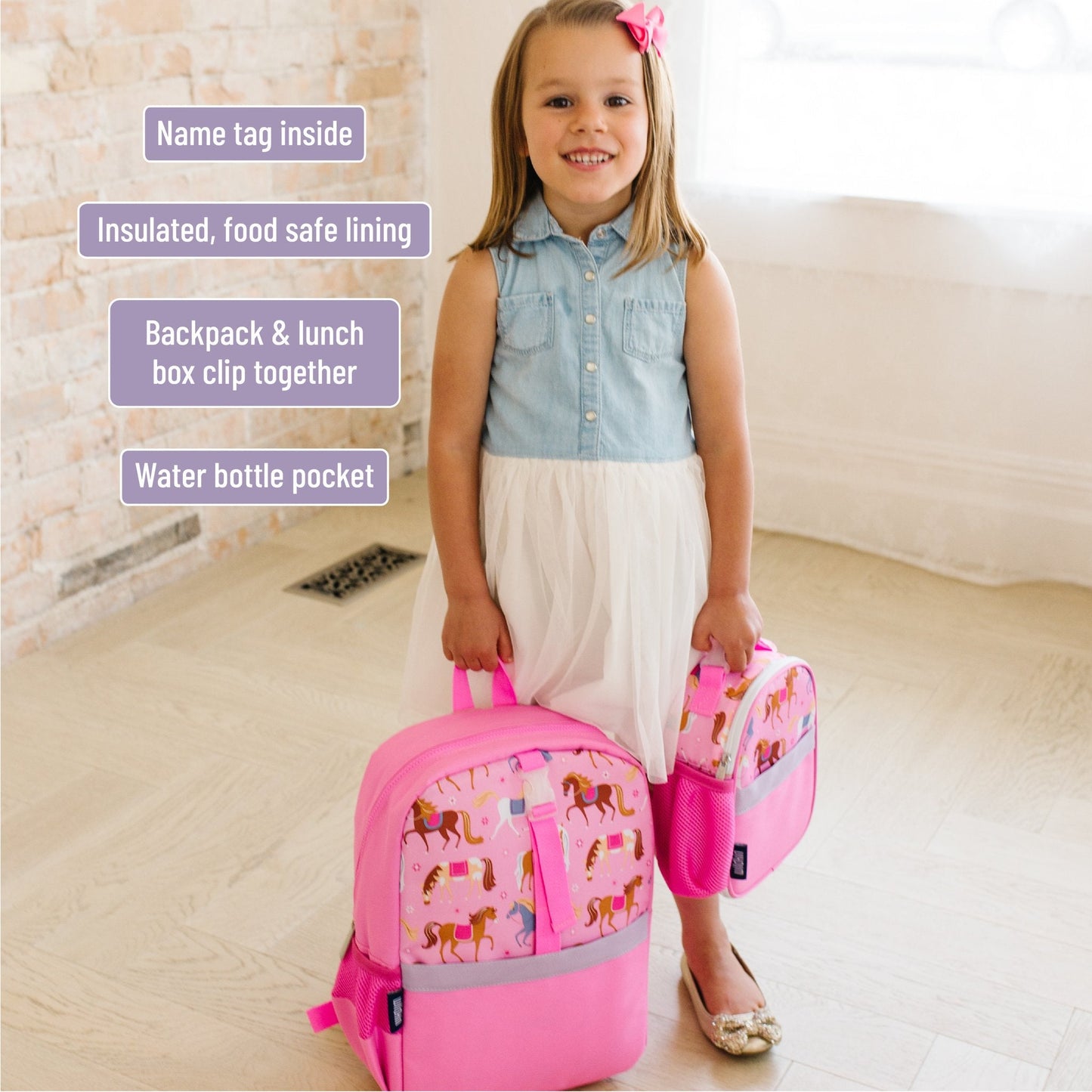 Wildkin Vegan Clip-in Lunch Box+Pack It All 15" Backpack Set