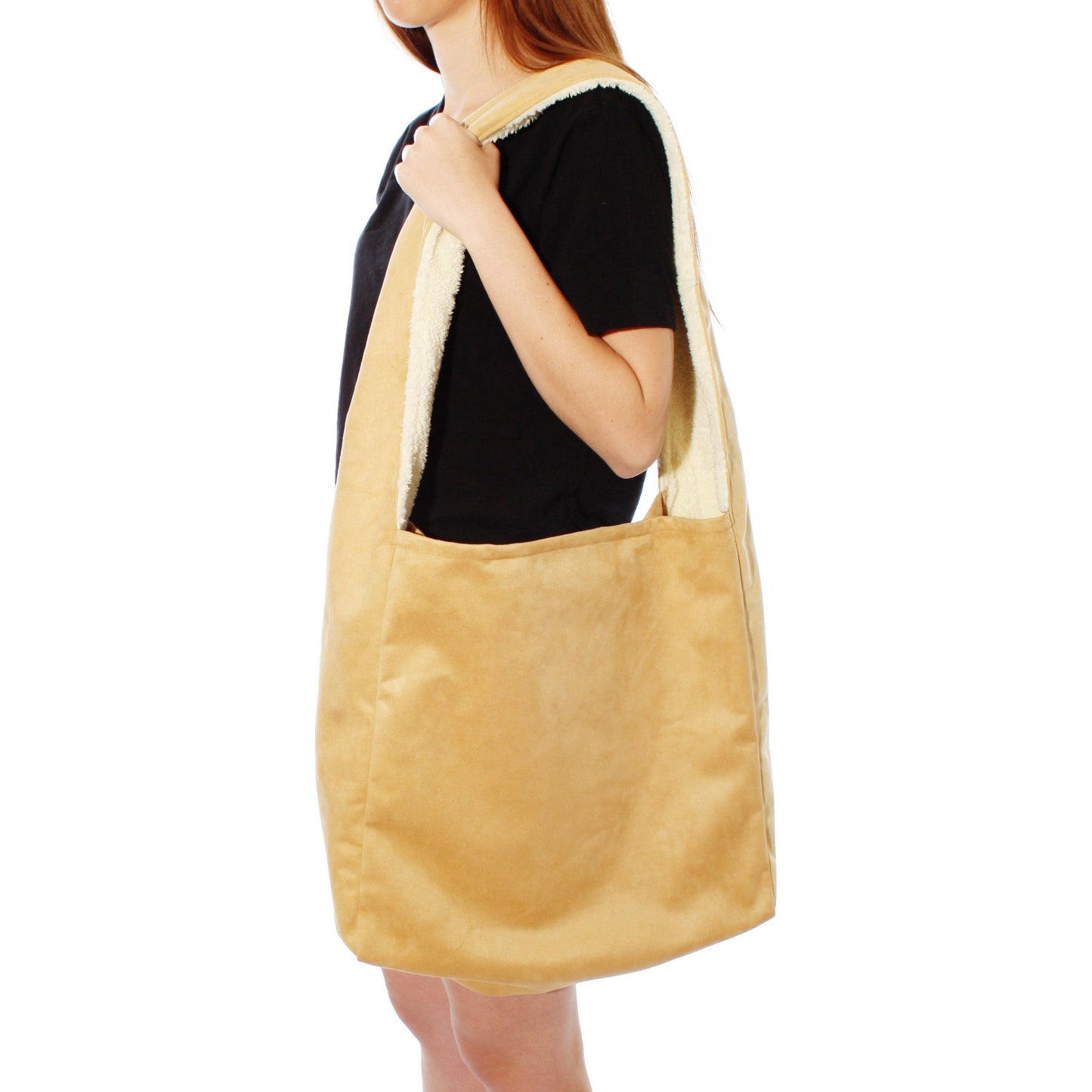 Vine Street Market USA Chestnut Vegan Suede Large Shoulder Tote Crossbody Messenger
