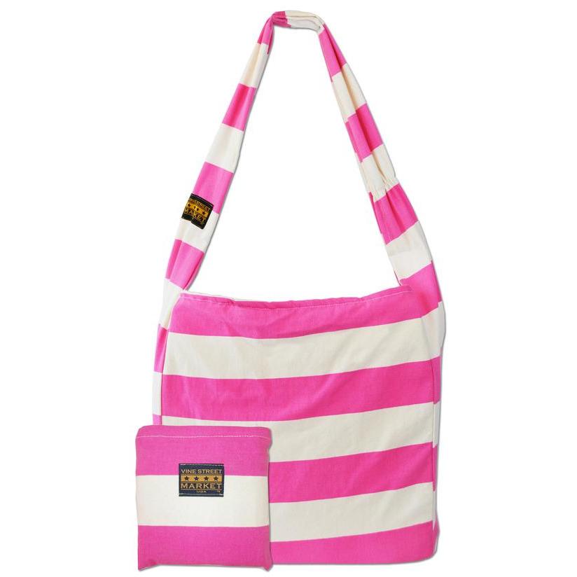 Vine Street Market USA Pink Wide Stripe Large Canvas Fashionable Shoulder Bag Carryall Tote