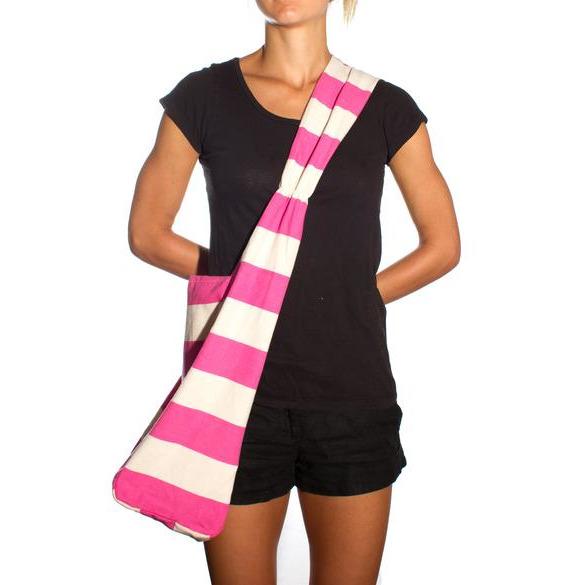 Vine Street Market USA Pink Wide Stripe Large Canvas Fashionable Shoulder Bag Carryall Tote