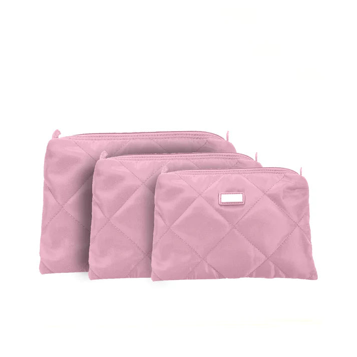 Hadaki Vegan 3 Piece Set Travel Quilted Zip Carry All Pod