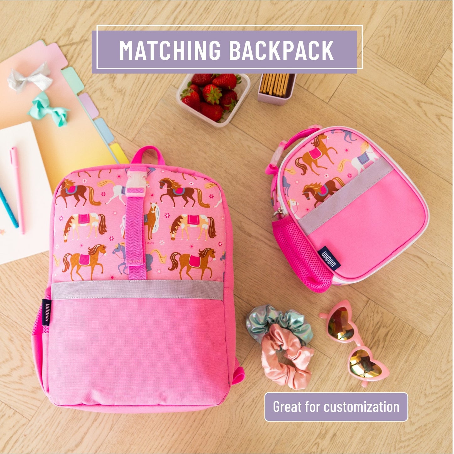 Wildkin Vegan Clip-in Lunch Box+Pack It All 15" Backpack Set