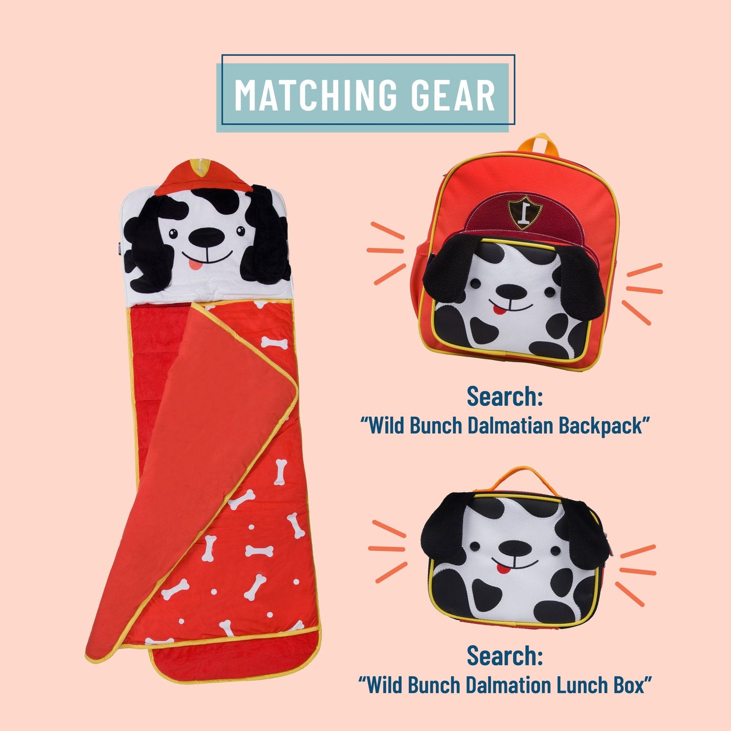 Wildkin Dalmatian 3 Piece Set Plush Nap Mat+Lunch Box+Backpack Bundle offer