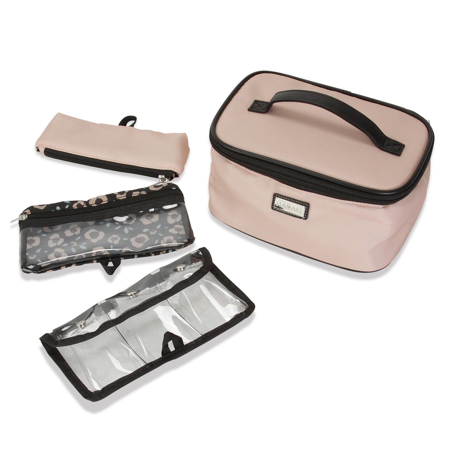 Hadaki Eco-friendly Vegan Leather Train Case Travel Organizer Cosmetic Case