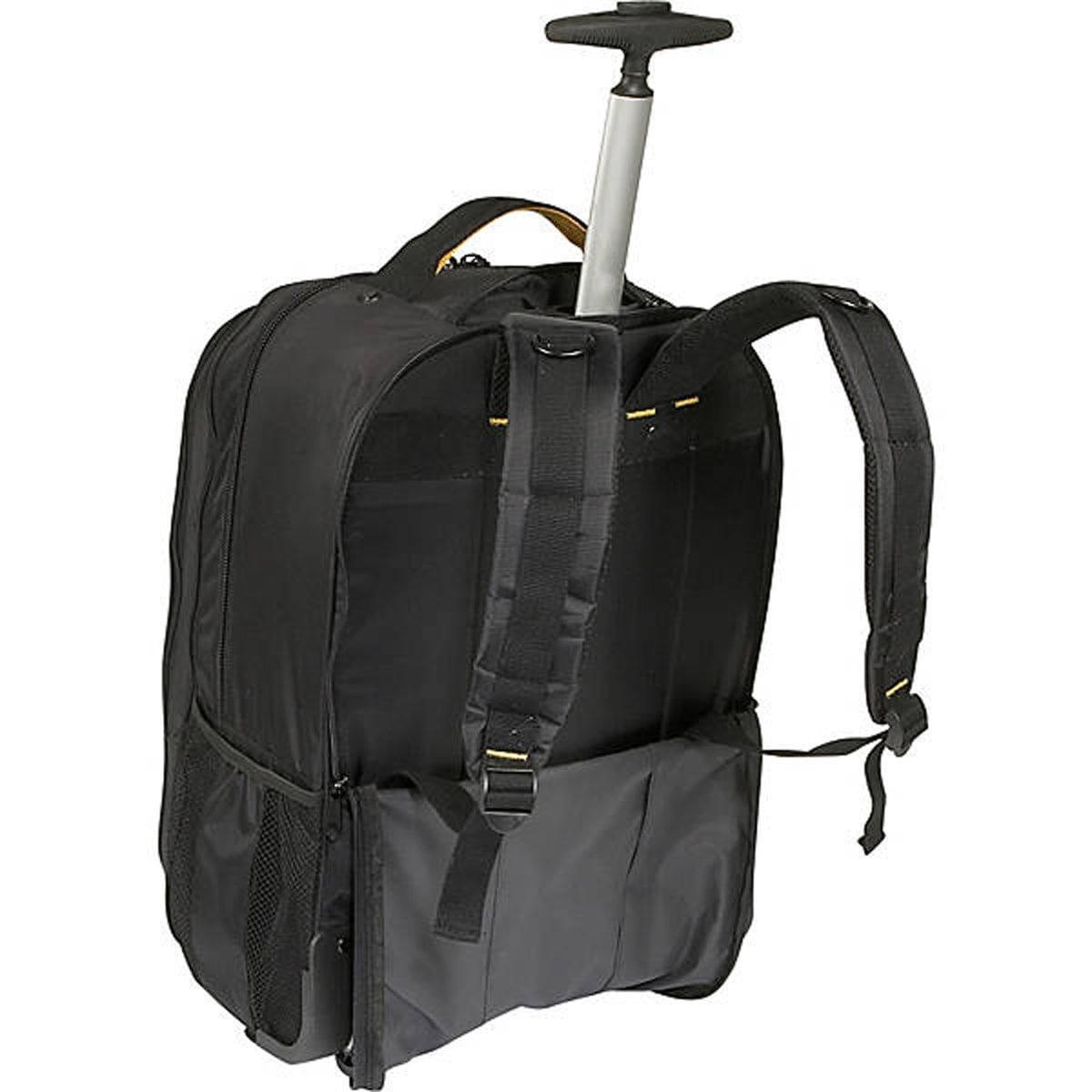 A. Saks DXL Expandable Black Wheeled Laptop Backpack Trolley