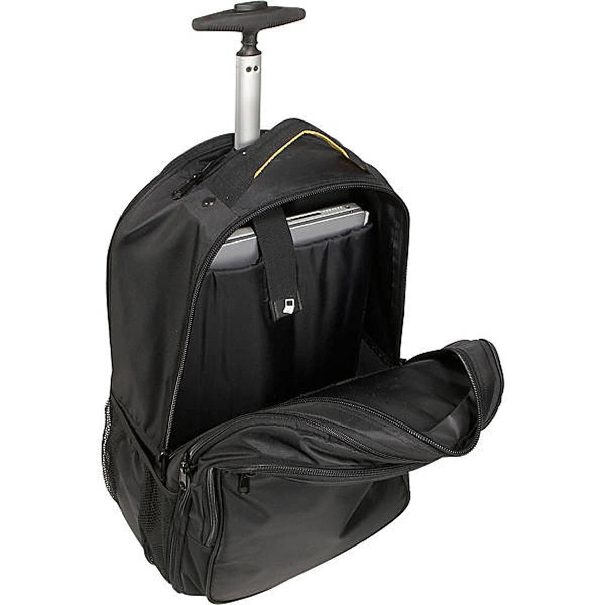 A. Saks DXL Expandable Black Wheeled Laptop Backpack Trolley