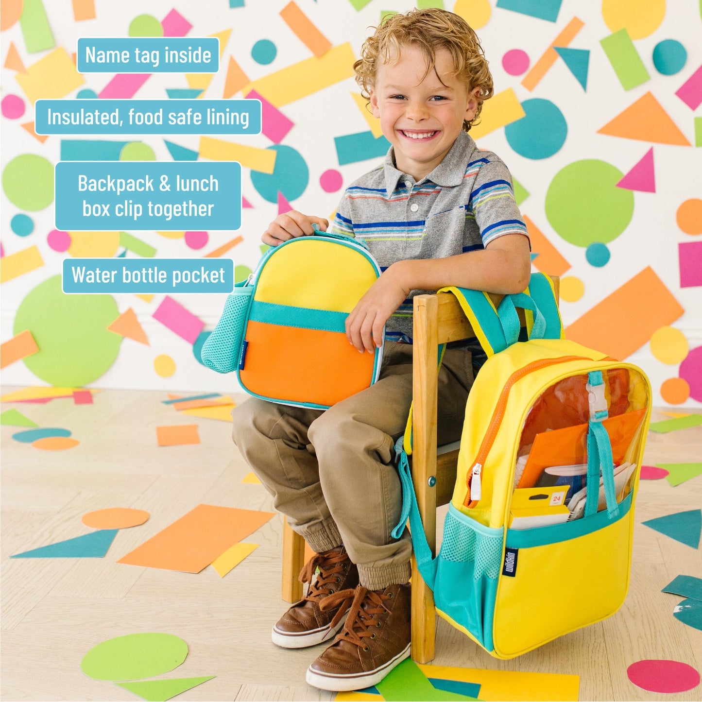 Wildkin Vegan Clip-in Lunch Box+Pack It All 15" Backpack Set