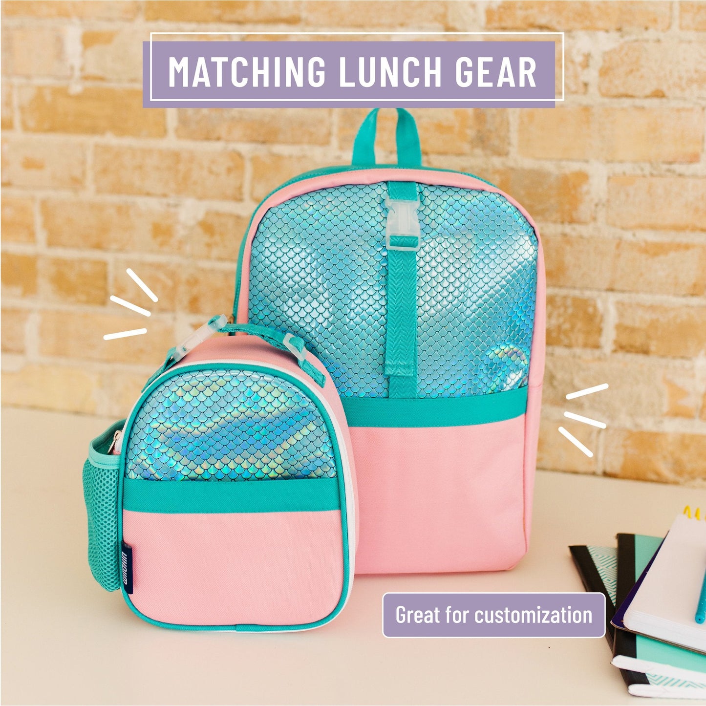 Wildkin Vegan Clip-in Lunch Box+Pack It All 15" Backpack Set