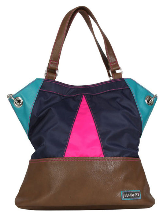 Hadaki Alexandra's Tote Vegan Eco-friendly Navy/Fuchsia/Teal Tote