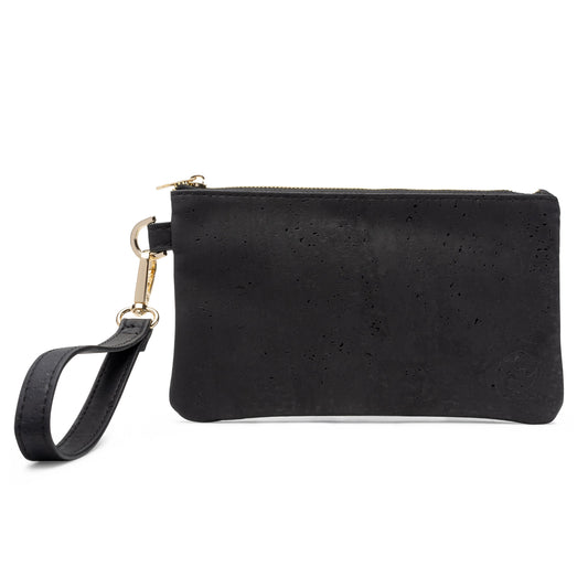 White Rhino Majestic Black Cork Vegan leather and Eco friendly Wristlet