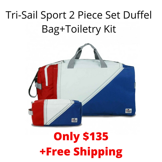 SailorBags Tri-Sail Sport 2 Piece Set Duffel Bag+Toiletry Kit