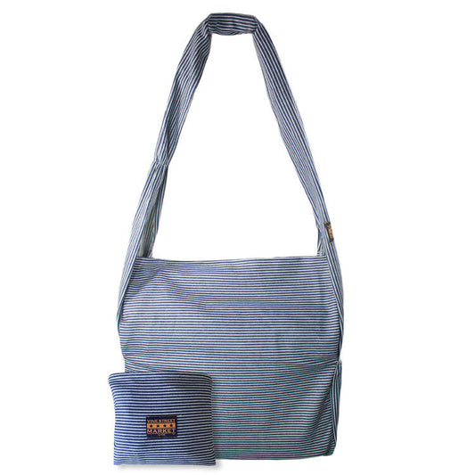 Vine Street Market USA Thin Striped Large Denim Blue Tote