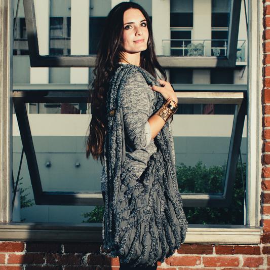 Vine Street Market USA Organic Washed Cotton Denim Chinchilla Vegan Fur Shoulder Bag Tote